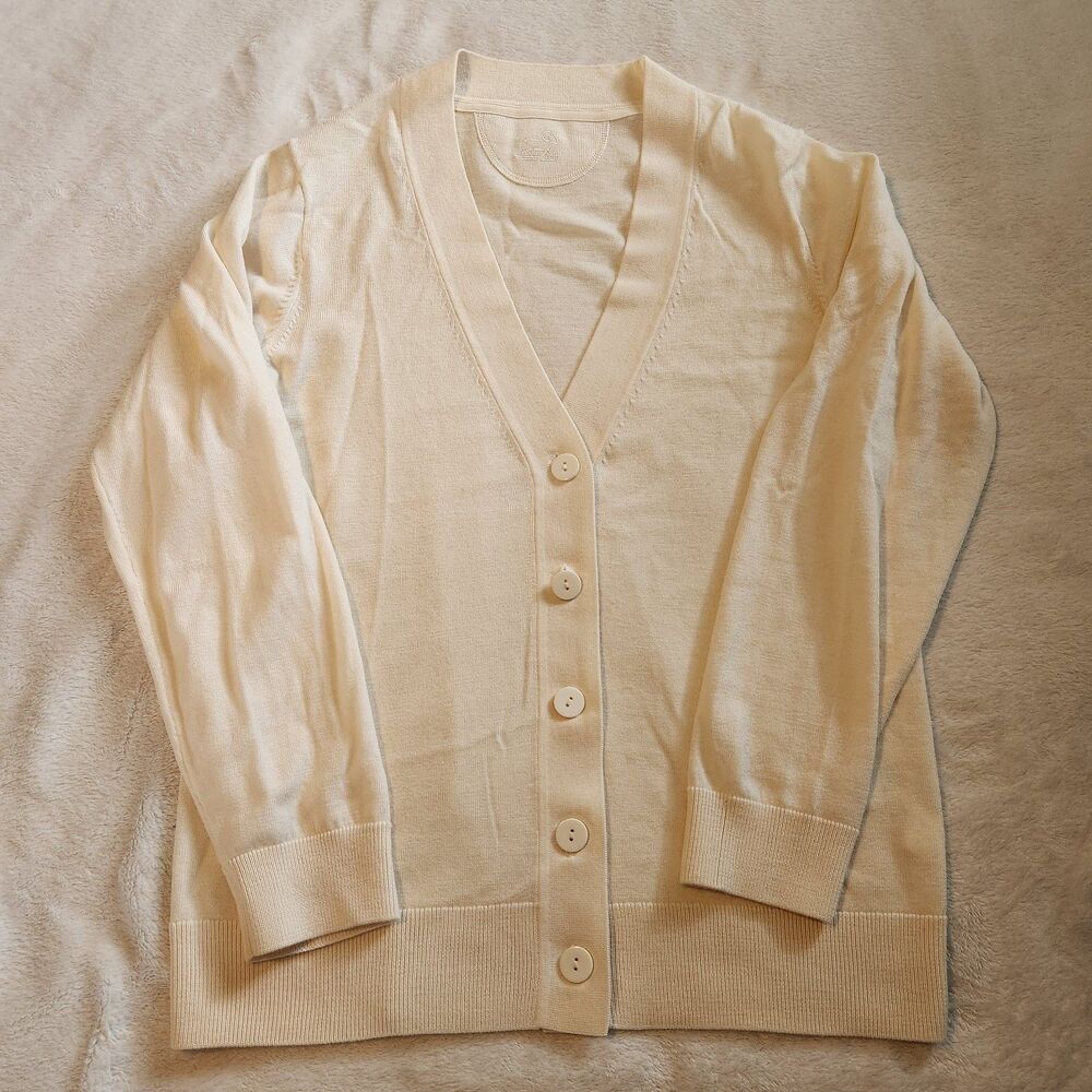 Woolx Gia Merino Wool Cardigan Sweater Dewdrop Pearl Cream Small EUC